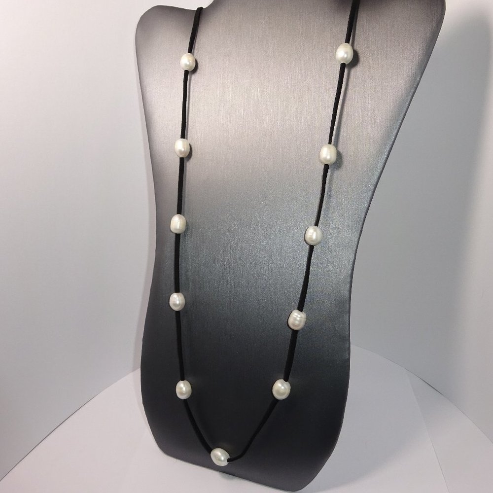 White Baroque Pearls on Long Necklace